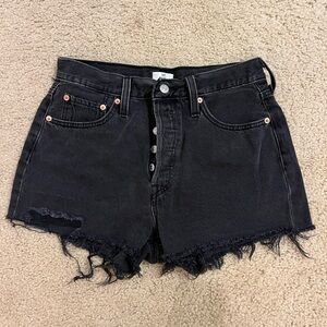 Levi's high waisted Black Frayed Jean Shorts